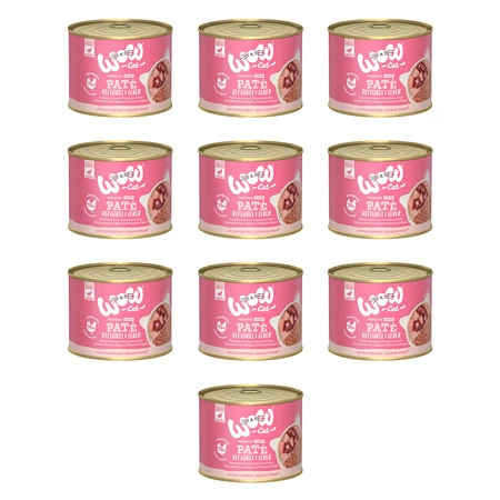 Zestaw 10x WOW CAT Junior Geflugel Leber - drób z wątróbką dla kociąt (200g)