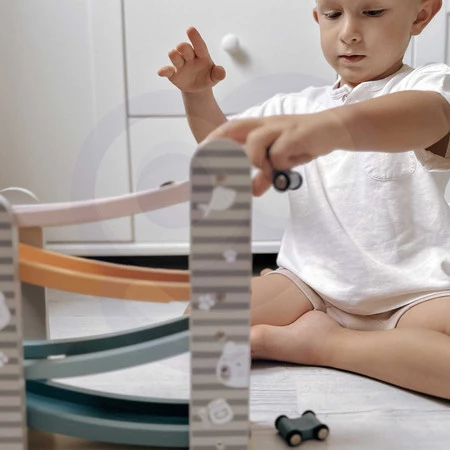 Viga Toys − PolarB, kolorowa drewniana zjeżdżalnia dla samochodzików