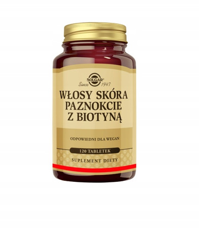Solgar Włosy, skóra, paznokcie z biotyną 120 tabl.