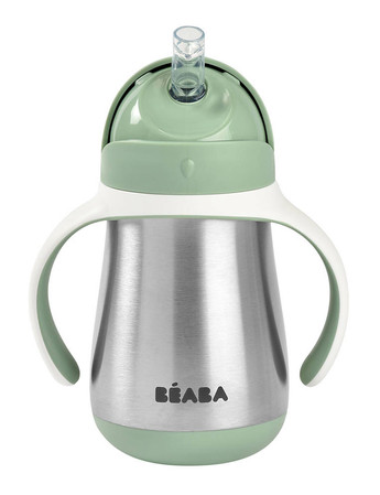 Beaba Bidon niekapek ze słomką termiczny 250 ml Sage green