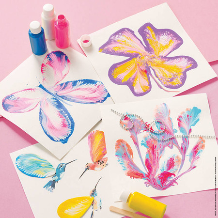 Janod Zestaw kreatywny Malowanie łańcuszkiem Pouring painting Kwiaty I love creativity 8+