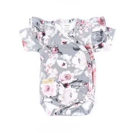 BABY 01351 Body niemowlęce kr rękaw Grey Rose 56/62