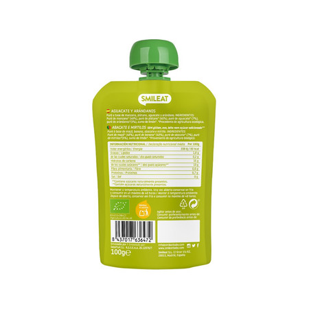 Smileat, BIO Mus z jagodami i awokado 6m+, 100g