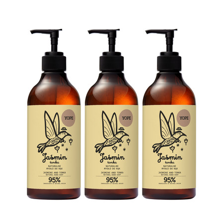 Zestaw: 3x Yope Jaśmin & Tonka – naturalne mydło do rąk 500ml