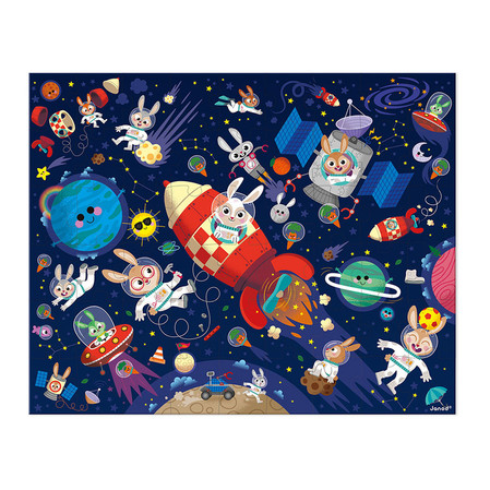 Janod Puzzle w walizce Rakieta kosmiczna 54 elementy 5+