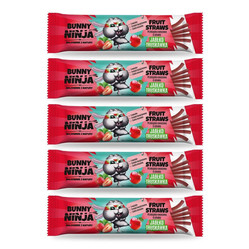 Zestaw 5x Bunny Ninja Fruit Straws przekąska owocowa o smaku jabłko-truskawka 16g bezglutenowa