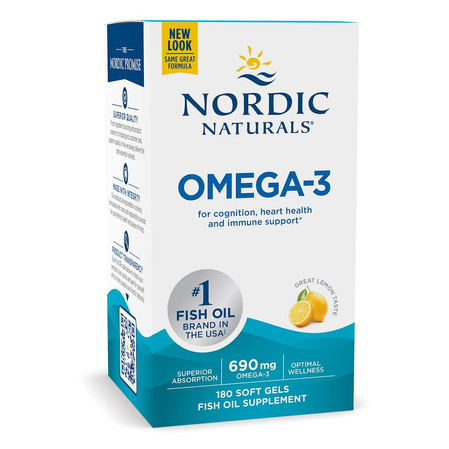 Nordic Naturals Omega 3 kwasy tłuszczowe EPA i DHA na wsparcia serca i mózgu 180 kaps. smak cytryna