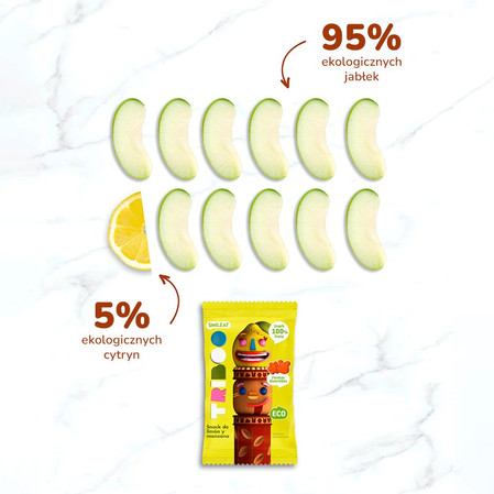 Smileat Triboo, BIO Sminolas, Żelki owocowe bez cukru Jabłko i Cytryna, 25g