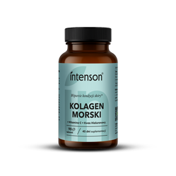 Zestaw Intenson: 2x Kolagen morski Anti-Age z kwasem hialuronowym i witaminą C 500 mg, 90 tabl. + 1x Collagen Candy 60 tabl. smak truskawka - gratis