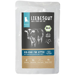 LIEBESGUT Junior Bio Rind - wołowina z płatkami kokosowymi ekologiczna mokra karma dla kociąt (100g)