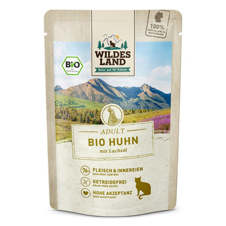 WILDES LAND CAT BIO Huhn - bio kurczak z olejem z łososia (85g)