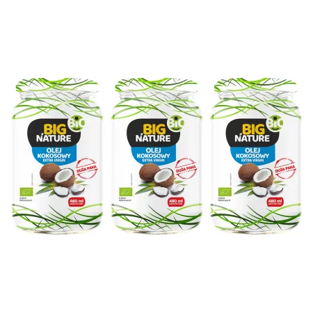 Zestaw 3x Big Nature Olej kokosowy extra virgin BIO 480 ml