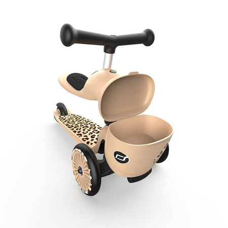 SCOOTANDRIDE Highwaykick 1 Lifestyle 2w1 Jeździk i hulajnoga z zamykanym schowkiem 1-5 lat Leopard
