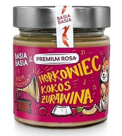 Premium Ros aKrem z orzechów nerkowca z kokosem i żurawiną 195 g