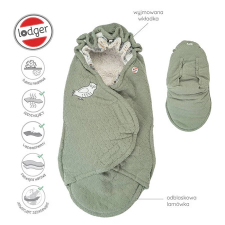 Lodger Polarowy zimowy śpiworek do wózka szałwiowy Fleece Elm