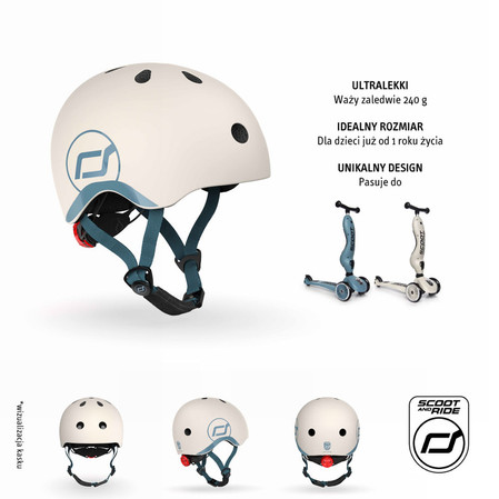SCOOTANDRIDE Kask XXS-S dla dzieci 1-5 lat Ash
