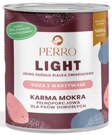 Perro LIGHT Karma mokra Koza z warzywami – monobiałkowa formuła   - Karma mokra dla psa - 800 g