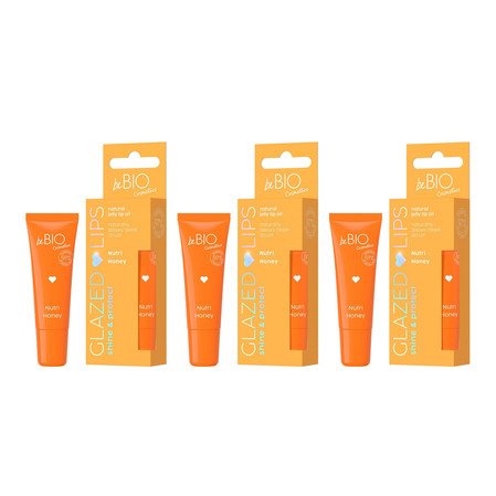 Zestaw: 3x beBIO Glazed Lips naturalny żelowy olejek do ust Nutri Honey 10ml
