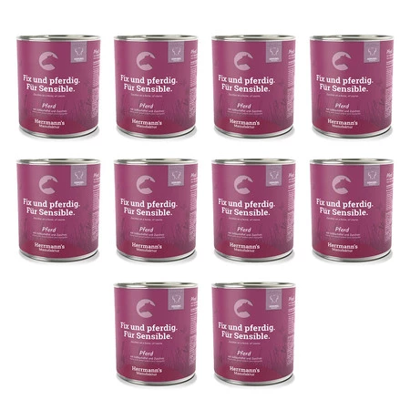 Zestaw 10x HERRMANN'S Selection Sensitive Dog Pferd - konina z cukinią i batatami (800g)