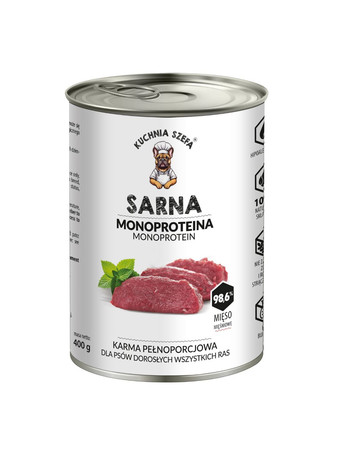 Kuchnia Szefa Sarna - karma mokra dla psa - 400g