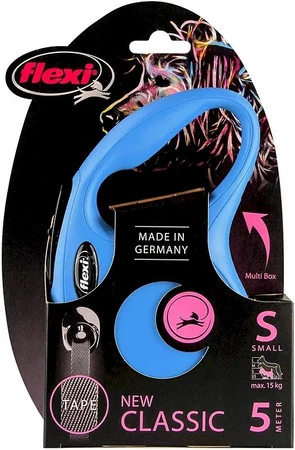 FLEXI NEW CLASSIC Smycz taśmowa S / 5m niebieska