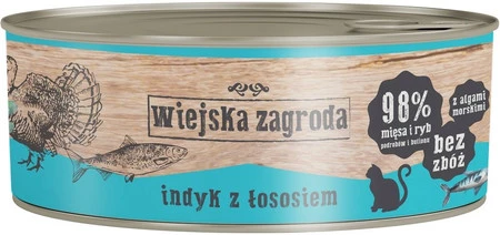 WIEJSKA ZAGRODA Indyk z Łososiem bez zbóż dla kota 85g