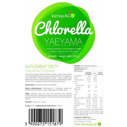 KENAY Chlorella Yaeyama na wsparcie układu odpornościowego i uzupełnienie diety w składniki odżywcze 200 g