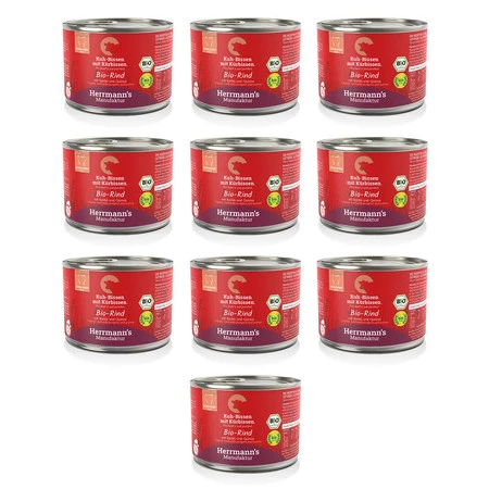 Zestaw 10x HERRMANN'S Selection Cat Bio Rind- bio wołowina z dynią (200g)