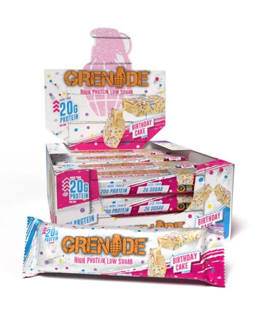 Grenade Protein Bars Zestaw batonów proteinowych 12 x 60g smak tort urodzinowy