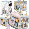 Viga Toys − PolarB Activity Box, drewniane edukacyjne centrum gier 5w1 kostka