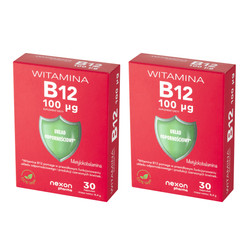 Zestaw: 2x Nexon Witamina B12 100μg wspiera prawidłowe funkcjonowanie organizmu 30 kaps.