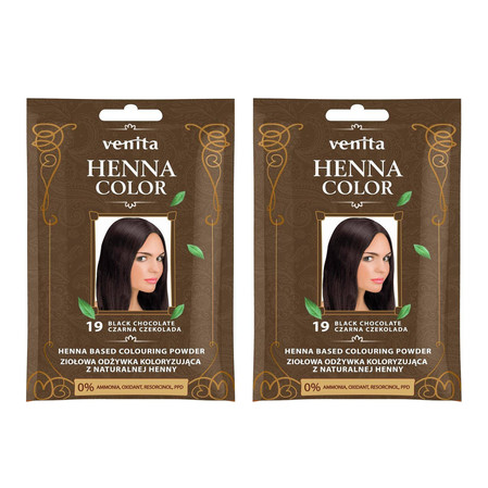 Zestaw: 2x Henna Color ziołowa odżywka koloryzująca z naturalnej henny 19 Czarna Czekolada