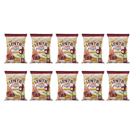 Zestaw 10x Chipsy z czerwonej soczewicy o smaku bekonu 100 g