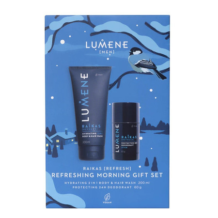 Men Raikas Refreshing Morning zestaw Hydrating 2in1 Body &amp; Hair Wash żel pod prysznic 200ml + Protecting 24H Deodorant Stick dezodorant w sztyfcie 60g