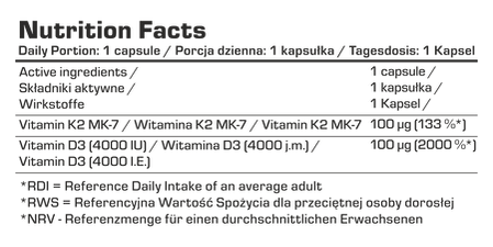 7Nutrition Vitamin D3 4000 K2 Forte 120 kaps.