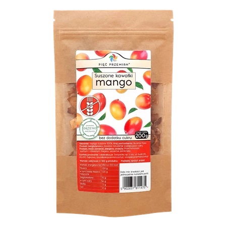 PIĘĆ PRZEMIAN Mango suszone kawałki 200g