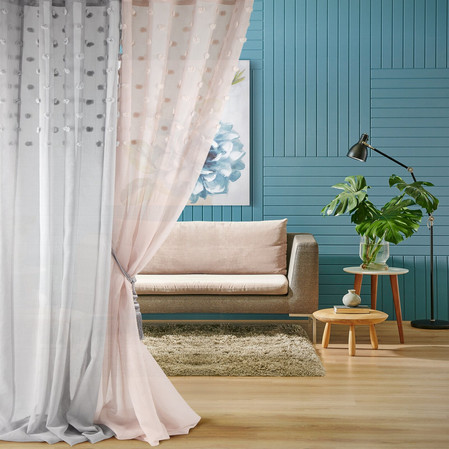 ZASŁONA GOTOWA D91 STELLA 140 X 250 CM SREBRNY