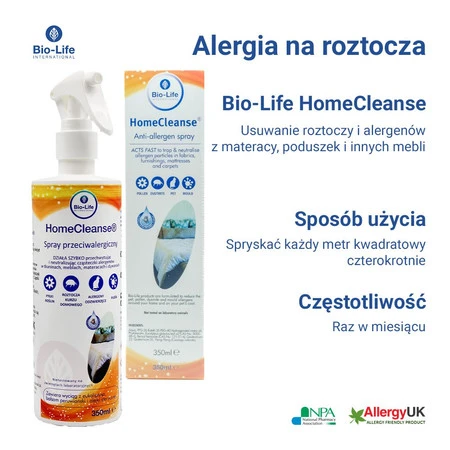 Bio-Life HomeCleanse, Antyalergiczny spray do obić i tkanin, 350 ml