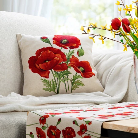 Poszewka gobelinowa szerokość: 45 cm, długość: 45 cm, kolor: czerwony