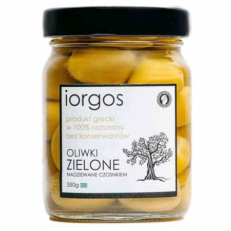 Oliwki zielone PREMIUM z czosnkiem IORGOS, 350g