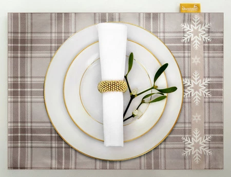 OBRUS ŚWIĄTECZNY HOLLY 30 X 40 CM BEŻOWY