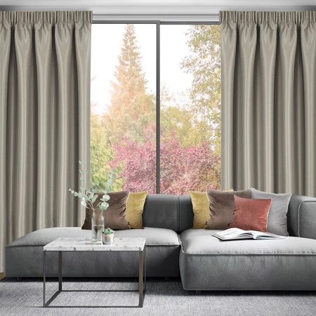 Zasłona gotowa Selina na Taśmie 140 x 270 cm, Ciemnobeżowy