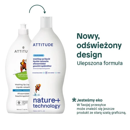 Attitude NATURE+, Płyn do mycia naczyń o zapachu polnych kwiatów, 700 ml