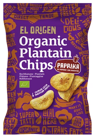 CHIPSY Z PLANTANA PAPRYKOWE BIO 80 g - EL ORIGEN