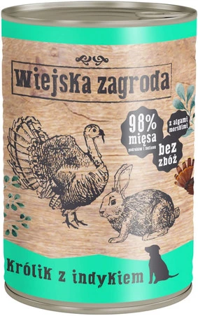 WIEJSKA ZAGRODA Królik z Indykiem bez zbóż 400g