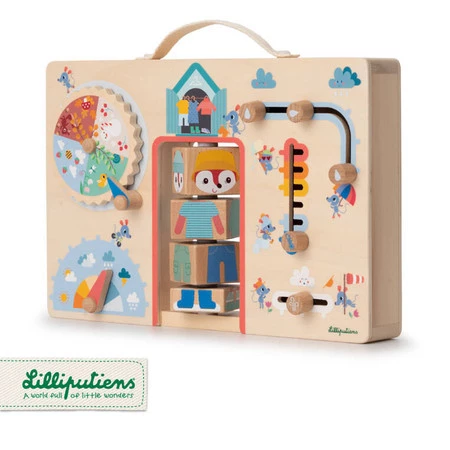 Lilliputiens Drewniana tablica manipulacyjna walizka