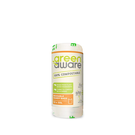 GreenAware, Kompostowalne reklamówki wielokrotnego użytku 30 L, 10 szt.