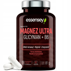 Essensey Magnez Ultra Glicynian + B6 wsparcie układu nerwowego, mięśni i energii 90 kaps.