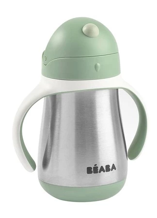 Beaba Bidon niekapek ze słomką termiczny 250 ml Sage green