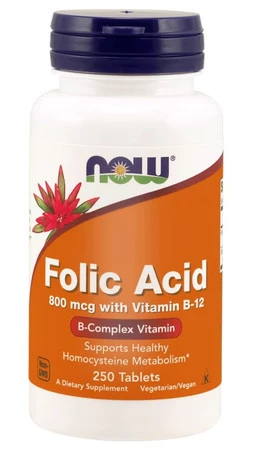 Kwas foliowy 800 mcg  Witamina B12 25 mcg (250 ta)